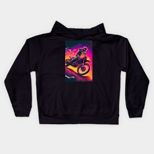 Cyber Future Dirt Bike With Neon Colors Kids Hoodie